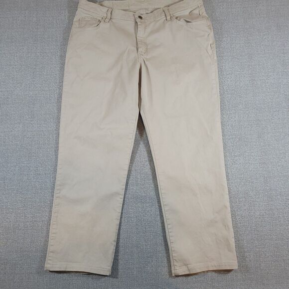Denim Rider Pants Women 20W Chino Straight Leg Midrise Tan Pants Ladies New - Picture 1 of 11